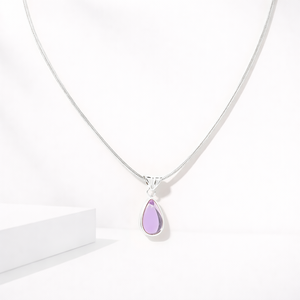 Collar con Colgante de Cuarzo Lavanda Natural en Forma de Lágrima, Plata de Ley 925, Joyería Minimalista con Piedras Preciosas de Moissanita para Mujer, Venta al por Mayor - Product Image 1
