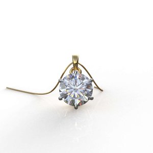 Yellow <b>Gold</b> Diamond Pendant Round Brilliant Cut Classic Style Women's Jewelry - Product Image 3