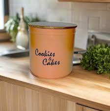 Elegant Metal Cookies Cakes <b>Storage</b> Canister with Wooden Lid - Product Image 4