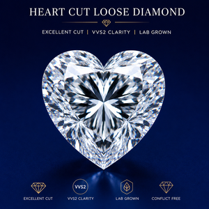 Diamant de laboratoire de 2,50 carats, taille brillant en forme de cœur, clarté VVS2, excellente taille - Product Image 6