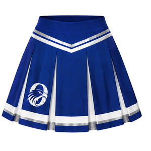 Jupe de cheerleading plissée bleu roi avec bordure à rayures blanches, uniforme de performance athlétique pour femmes et filles, tenue d'équipe - Product Image 1