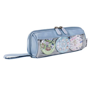 Stationery Set Cute Character Coasters A5 Size Zippered Light Blue PVC Pencil Case Stationery <b>Bag</b> for <b>School</b> and Office Use - Product Image 1