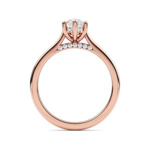 Deslumbrante Anillo de Compromiso de Oro Rosa de 10K con Diamantes Cultivados en Laboratorio en Corte Marquesa y Redondo, 1.48 CTW - Product Image 2