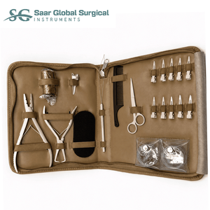 Kit professionnel de pinces pour extensions capillaires à usage commercial, avec boîte de perles à boucle, fils et aiguilles en C en acier inoxydable de qualité chirurgicale - Product Image 1
