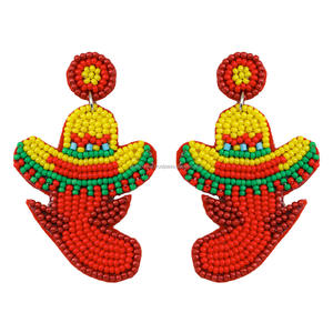 Pendientes de Lazo Hechos a Mano con Cuentas de Semillas de Flores Estilo Bohemia, Joyería Colgante Unisex Multicolor, Regalo Personalizado - Product Image 6