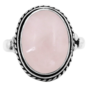 Bague Gourik vintage en argent sterling 925 avec pierre ovale en quartz rose, sertie dans un cadre, style bohème, unisexe, à porter au quotidien - Product Image 2