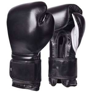 Guantes de Boxeo Negros de Piel Genuina 100% de Primera Calidad OEM, Guantes Personalizados para Sparring, Guantes de Entrenamiento de Boxeo CP-BG-47 - Product Image 1