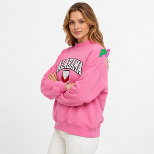 เสื้อสเวตเชิ้ตคอเต่าผู้หญิง ตกแต่งด้วยตัวอักษร ALABAMA พร้อมลายแผนที่รัฐ  ผ้าฟลีซหนานุ่ม ทรงโอเวอร์ไซส์ - Product Image 2