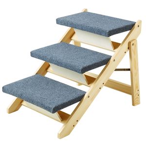 Escalera/Rampa Convertible 2 en 1 de Madera para Mascotas, de Tres Peldaños, para un Fácil Acceso a Camas, Sofás, Vehículos, Casas para Mascotas y Muebles - Product Image 5