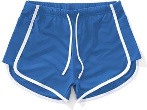 Men's Quick Dry Drawstring Shorts Solid Color With Side Stripe Mid Waist Casual Sport Shorts Red and <b>Navy</b> Blue - Product Image 2