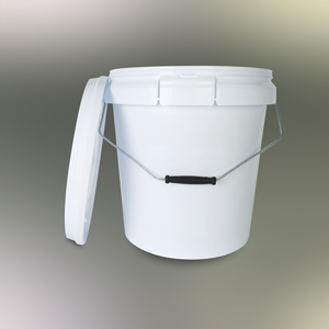 Seau de rangement cylindrique multi-usage en acrylique vierge de 17 L pour faux cils, cosmétiques et emballages de lotions, avec couvercle à rabat blanc - Product Image 3