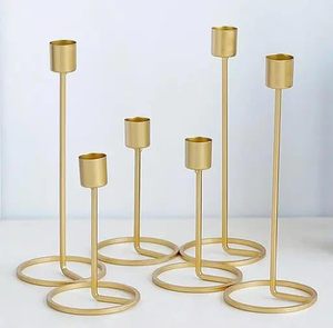 Wholesale Set of 6 Gold Metal Candle Holder Stand for Taper Tealight and Pillar Candles <b>Decorative</b> <b>Table</b> Centrepiece for Events - Product Image 1