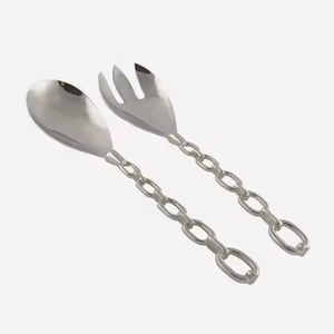 Decorative Table Metal Salad Server Set Stainless Steel Salad <b>Serving</b> <b>Spoon</b> Fork Kitchen Dining Table Use - Product Image 4
