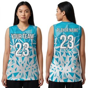 Maillot de basket-ball personnalisé sublimé, col en V, sans manches, imprimé, anti-humidité, unisexe, adulte, coupe régulière 23 - Product Image 6