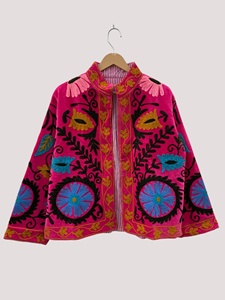 Handmade Traditional Floral Velvet <b>Jacket</b> Women Ethnic Boho Winter Short Coat Elegant Artistic Fashion Piece - Product Image 1