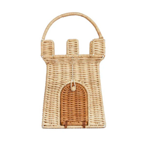 Woven natural rattan castle-shaped <b>storage</b> <b>basket</b> for children. Picnic <b>basket</b>. - Product Image 4