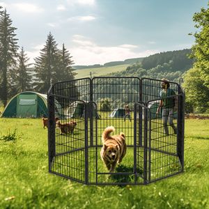 Recinto per Cani in Metallo a 8 Pannelli, 100 cm di Altezza, Impermeabile, in Acciaio, per Interni - Product Image 1