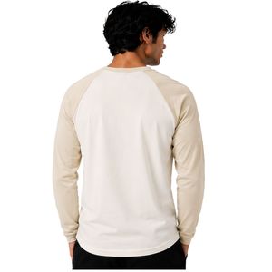 <b>White</b> And Raglan Long Sleeve T Shirt Men Premium Cotton Crew Neck Graphic Casual Baseball Tee Custom OEM Streetwear Apparel - Product Image 2