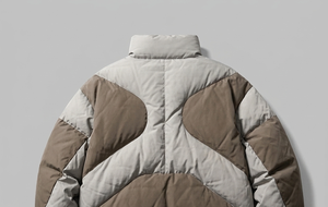 Chaqueta Acolchada para Hombre con Bloques de Color, Cuello Alto, Cierre de Cremallera, Cortavientos, Informal, de Invierno, Gruesa, con Relleno de Poliéster y Diseño de Patchwork - Product Image 4