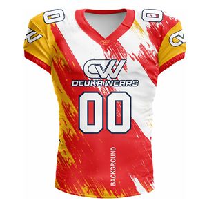 Maillot de football américain en maille 100 % polyester respirant, imprimé par sublimation, design personnalisé, vente en gros, nom et numéro personnalisés OEM - Product Image 1