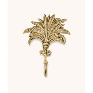 Porte-manteau mural double en laiton antique sculpté floral, support décoratif pour clés - Product Image 3