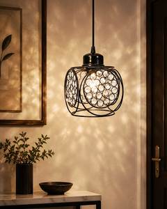 Industrial Geometric Pendant Lights Wood Metal Cage <b>Ceiling</b> Lamp Multi Piece Home <b>Decor</b> - Product Image 5