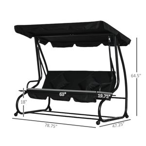 Dondolo da Esterno a 3 Posti con Tettuccio Regolabile, Letto Pieghevole e Cuscini Rimovibili per Veranda - Product Image 2