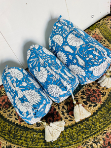 Set of 3 Quilted Cotton Makeup <b>Bags</b>, Indian Block Print <b>Toiletry</b> Organizer <b>Bag</b> Set, Waterproof Lined <b>Toiletry</b> Pouches - Product Image 2