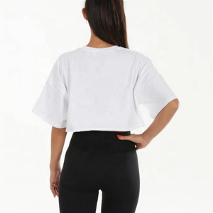 Tops cortos de manga corta para mujer, ropa de calle de alta calidad, jersey 100% de algodón, top corto ajustado, camisetas informales de hip hop de punto - Product Image 4