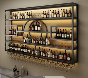 ชั้นวางไวน์ติดผนังโลหะสไตล์โมเดิร์น สำหรับจัดเก็บขวดไวน์ ตกแต่งบ้านและบาร์ - Product Image 1