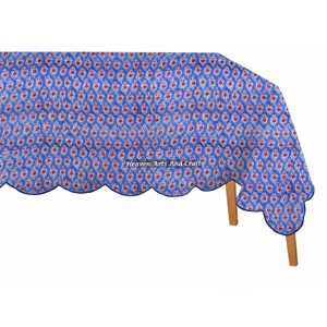 Mantel Rectangular de Algodón con Estampado de Bloques y Borde Festoneado, Estilo Bohemio, para Decoración del Hogar, Bodas y Fiestas - Product Image 5