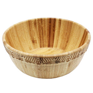 Tazón de Madera de Teca con Borde Cónico Minimalista |   Moderno Centro de Mesa Ecológico de Lujo para Ensaladas, con Diseño de Granos Orgánicos - Product Image 4
