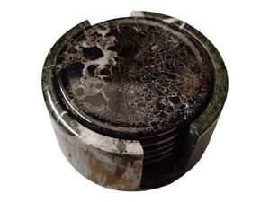 Black <b>Marble</b> Tea Coaster <b>Set</b> With Natural Stone Finish For Elegant Home Decor <b>Coffee</b> <b>Table</b> Protection Tea <b>Coffee</b> Use - Product Image 2