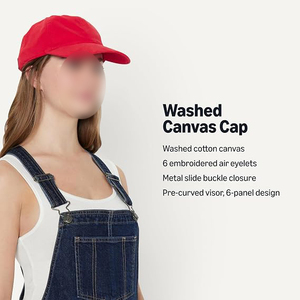 Gorra de Béisbol Roja de 6 Paneles, de Sarga de Algodón, Ajustada, Unisex, Informal, de Color Sólido, Talla Adulto 58-60CM - Product Image 4