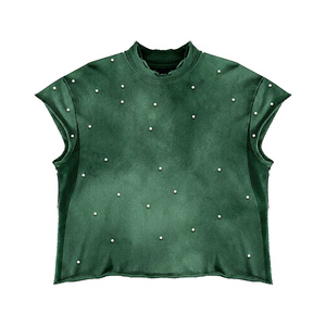 Camisetas sin mangas al por mayor estilo Y2K desgastado, de algodón grueso con borde sin rematar para minoristas de ropa vintage - Product Image 1
