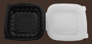Hinged Duo-Colored PP Container, 10" x10", 100pc (100/1) - Product Image 3