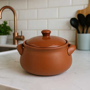 SwamiG Couvercle en argile terracotta fait main, résistant à la chaleur, antiadhésif, écologique, facile à nettoyer, lavage à la main uniquement, compatible gaz et induction - Product Image 2