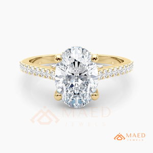 แหวนหมั้นทองคำขาว 14K ทรงวงรีประดับมอยซาไนต์ แหวนแต่งงานแบบฝังเพชร เครื่องประดับเจ้าสาวสุดหรู เทรนด์อเมริกา - Product Image 5