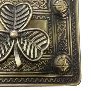 Nueva Hebilla de Cinturón Tradicional Escocesa con Trébol Irlandés, Estilo Antiguo/Celta Escocés, OEM ODM - Product Image 3