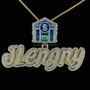 Pendentif Moissanite Hiphop personnalisable en argent 925 avec lettre de nom plaquée or et caution VVS pour les fêtes - Product Image 3
