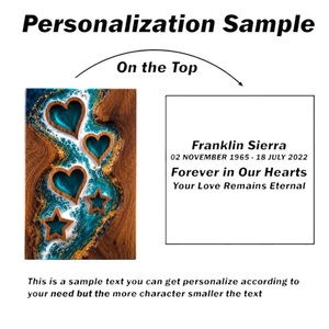 Handmade Wood Resin Cremation Urn Ocean Blue Hearts Stars American Style Durable Eco-Friendly Decor - Product Image 1