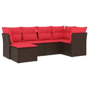 Ensemble de canapés de patio extérieur pour 6 personnes en polyrotin marron avec coussins, design contemporain et moderne - Product Image 4