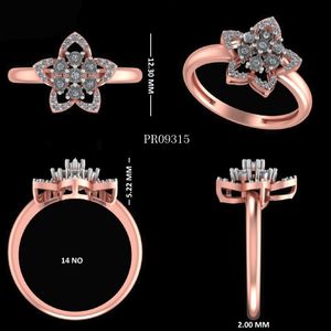 แหวนเพชรทรงดอกไม้สไตล์วินเทจ ทำจากทองคำโรสโกลด์ 14K/18K สำหรับงานแต่งงาน ครบรอบแต่งงาน หรือเป็นของขวัญหมั้น ด้วยเทคนิคการฝังแบบกรงเล็บ - Product Image 2