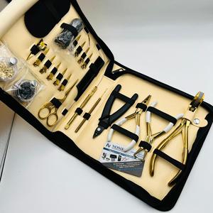 Kit d'outils professionnels pour extensions de cheveux en micro-perles plaquées or en acier inoxydable avec pinces, outil à boucle incurvée et ciseaux, service OEM - Product Image 4