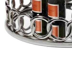 Wholesale Luxury Round <b>Silver</b> Metal <b>Tray</b> Bulk Hotel Serving Platter with Elegant Interlocking Chain Rim and <b>Mirror</b> Base Finish - Product Image 2