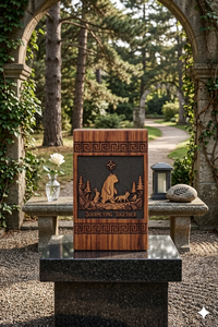 Wooden Urn Keepsake <b>Box</b> Animal Forest Carved <b>Memorial</b> Ash Container Gift Case - Product Image 2