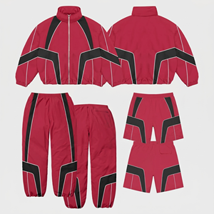 Top Quality Windbreaker Tracksuit 100% Nylon Men Zipper Three Piece Jacket and <b>Trouser</b> and <b>Shorts</b> Set For Men's - Product Image 1