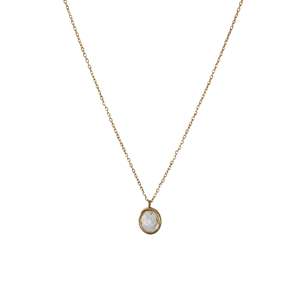Collier pendentif chaîne serpent plaqué or fin WF110-0119A avec sertissage clos - Product Image 1