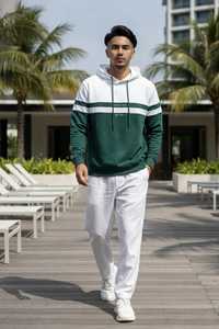 ONETEN APPARELS <b>Men's</b> Color Block Anti-Shrink Winter Streetwear <b>Hoodie</b> Plus Size Cotton French Terry Pullover Sweatshirt - Product Image 4