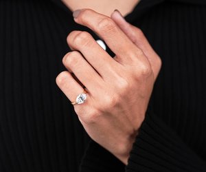 IGI Lab Grown Diamond <b>Ring</b> East-West Oval <b>Solitaire</b> Diamond <b>Ring</b> Matte Finish Engagement <b>Ring</b> Split <b>Ring</b> Matte Gold Wedding <b>Ring</b> - Product Image 6